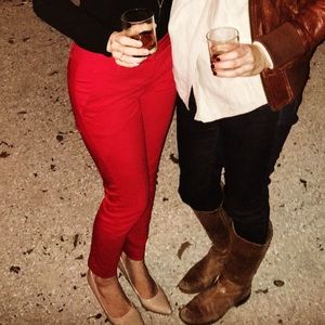 Red pencil dress pants